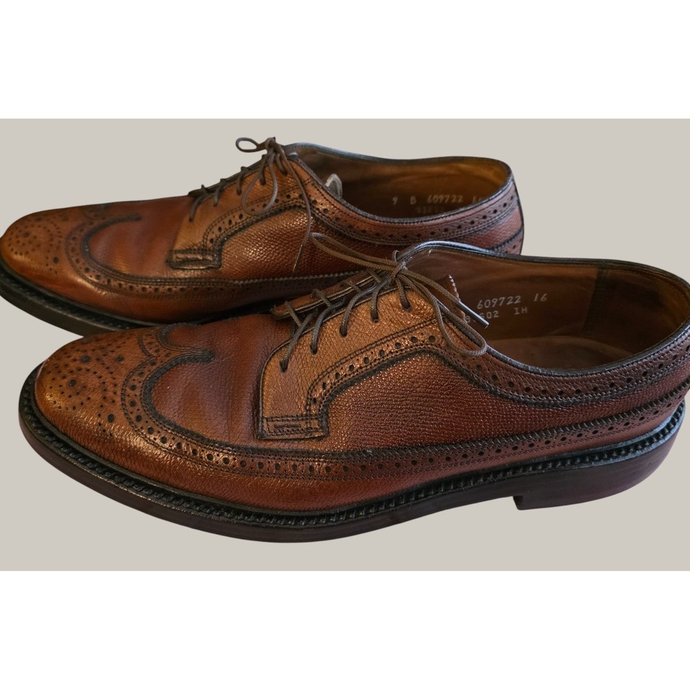 Vtg Florsheim Imperial Quality Brown Leather Wingtip‎ Brogue Oxford Shoes Sz 9B